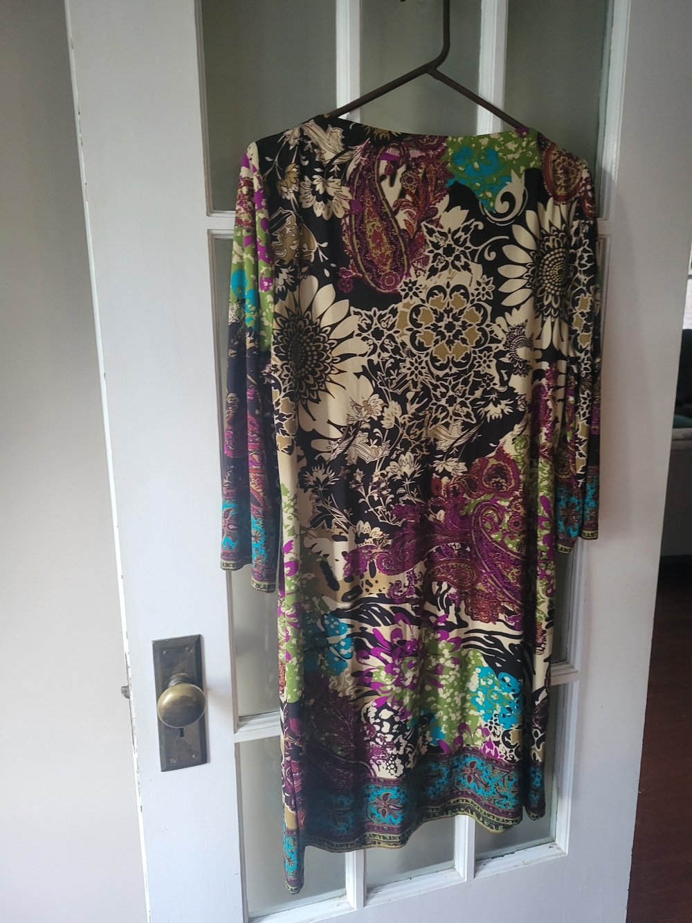 ECI New York Paisley Floral Multicolor Print Pullover Dress Stretch Women's L - Picture 8 of 14